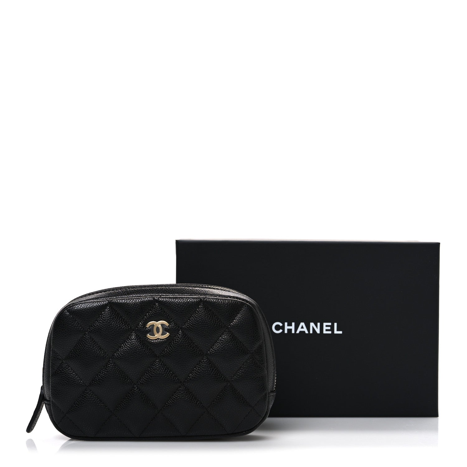 Chanel Caviar Quilted Small Curvy Pouch Cosmetic Case Black 8 of 8