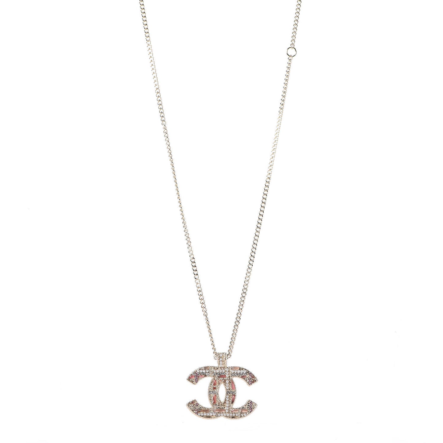 Crystal Pearl Resin CC Necklace Pink Gold