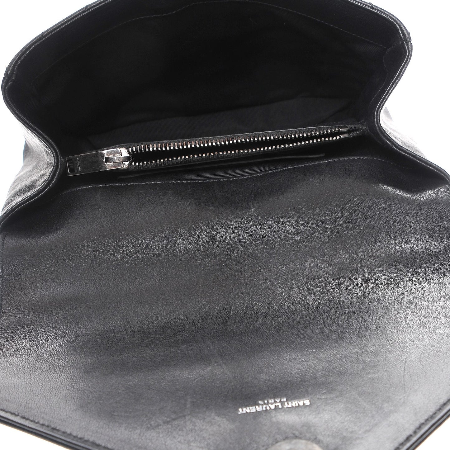 Sheepskin Matelasse Chevron Monogram Medium College Bag Black