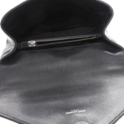 Saint Laurent Sheepskin Matelasse Chevron Monogram Medium College Bag Black 5 of 7