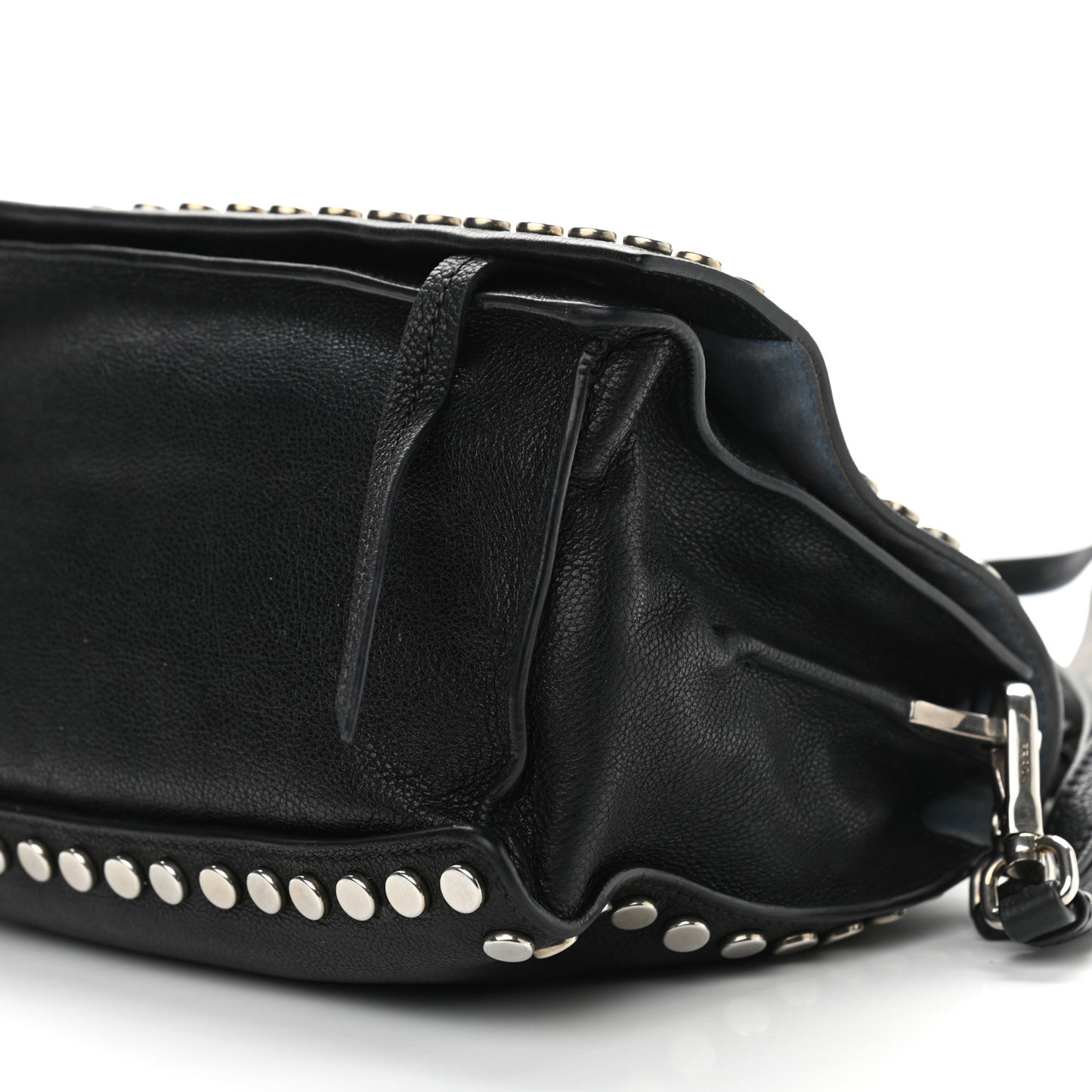 Glace Calfskin Studded Etiquette Flap Black
