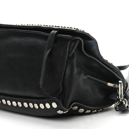 Prada Glace Calfskin Studded Etiquette Flap Black 15 of 16