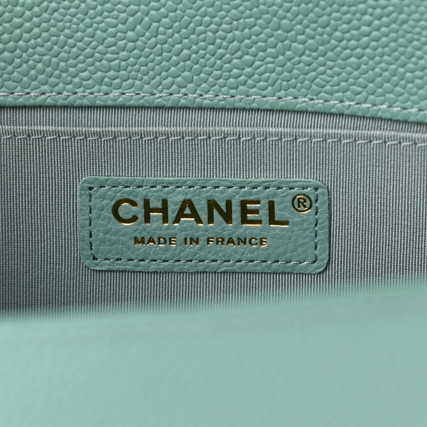 Caviar Quilted Medium Boy Flap Light Blue