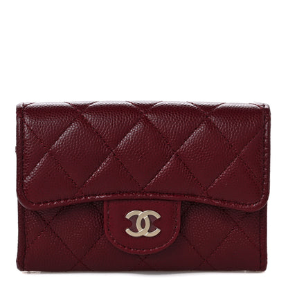 Chanel Caviar Quilted Flap Card Holder Wallet Burgundy 1 of 11