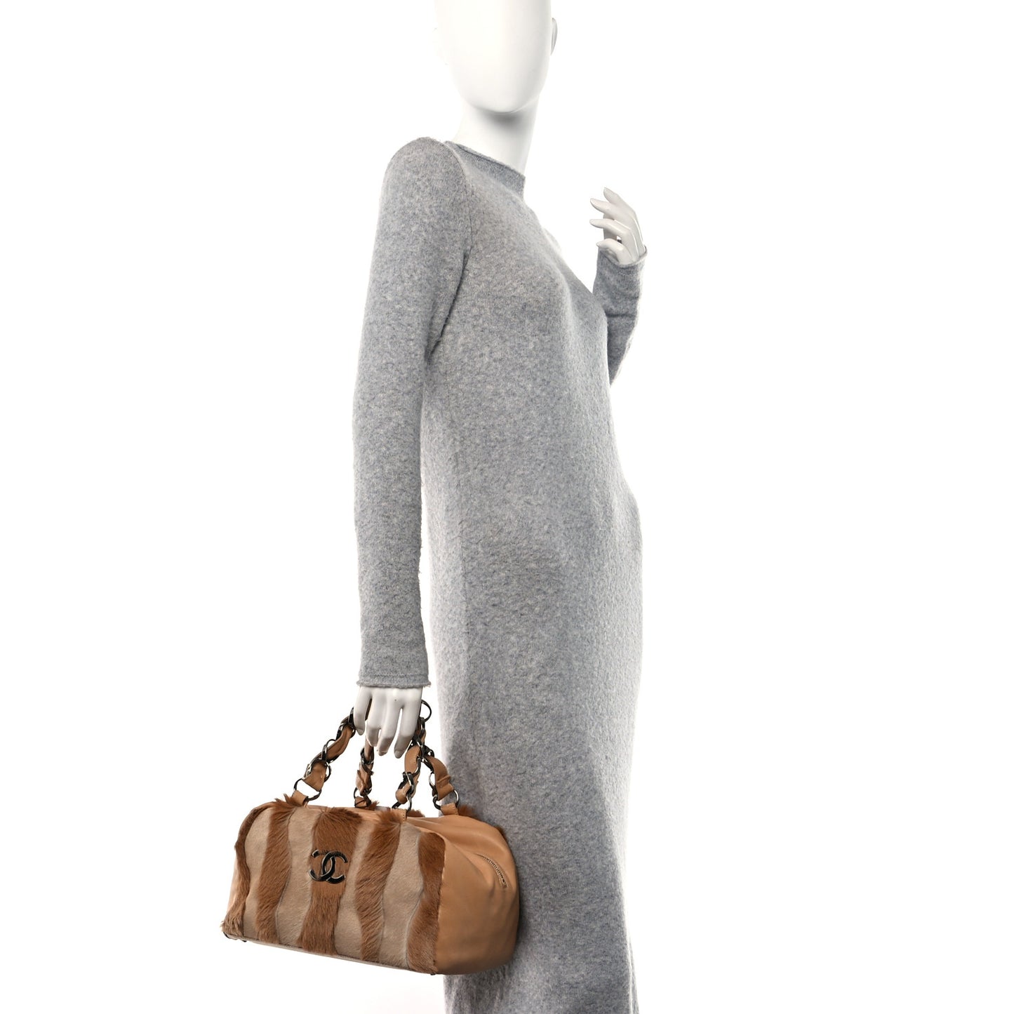 Lambskin Pony Hair Tote Dark Beige