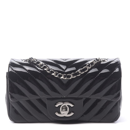 Chanel Patent Calfskin Chevron Quilted Extra Mini Flap Black 1 of 10