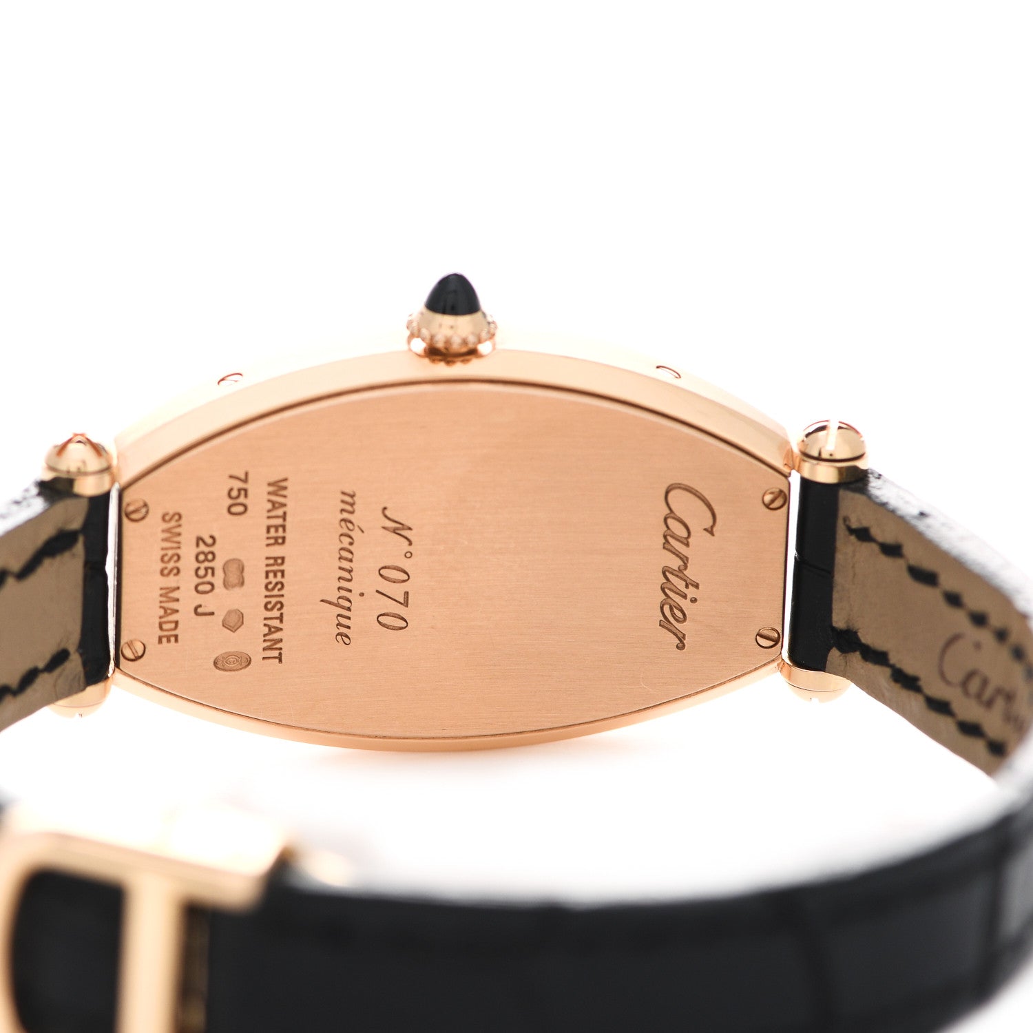 Cartier 18K Yellow Gold Alligator 21mm Tonneau Manual Winding Watch 4 of 4