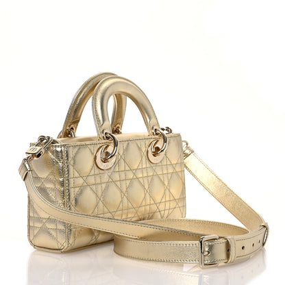 Christian Dior Metallic Lambskin Cannage Small Lady D-Joy Gold 3 of 13