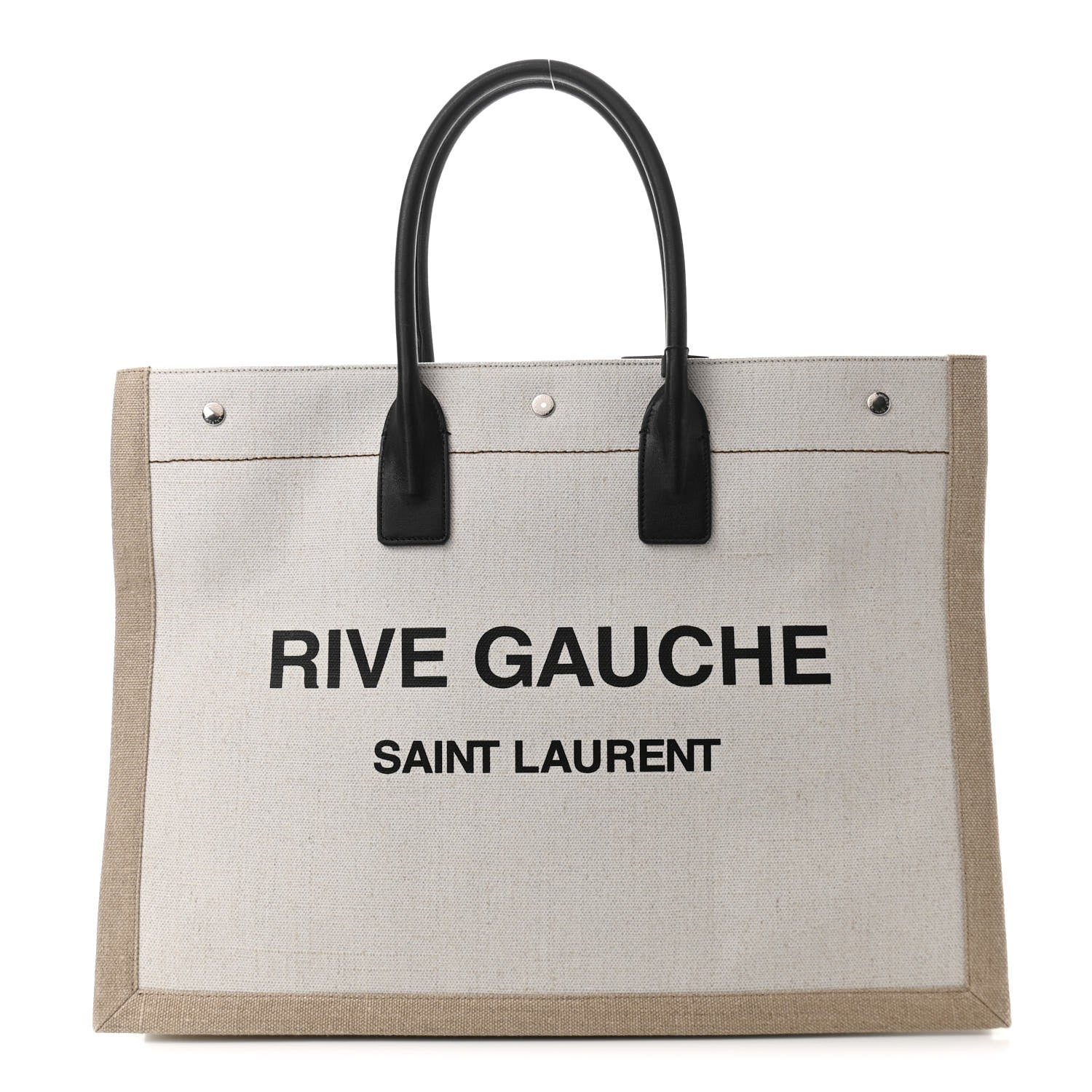 Saint Laurent Linen Calfskin Rive Gauche Tote Optic White 1 of 12