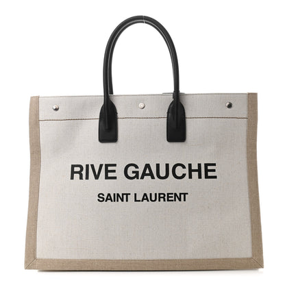 Saint Laurent Linen Calfskin Rive Gauche Tote Optic White 1 of 12