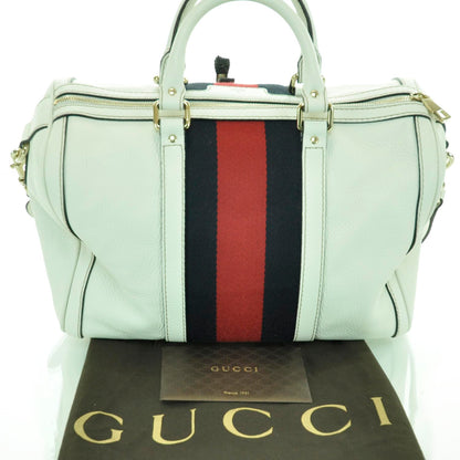 Gucci Leather Vintage Web Boston White 3 of 12