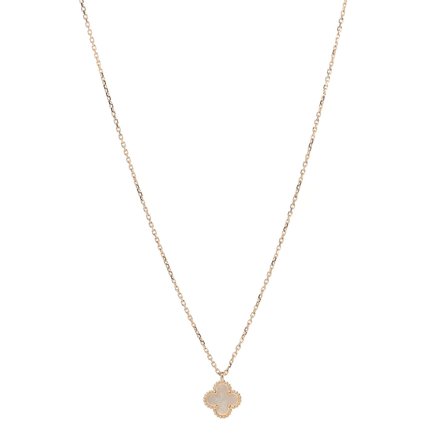 Van Cleef & Arpels 18K Yellow Gold Mother of Pearl Sweet Alhambra Pendant Necklace 1 of 6