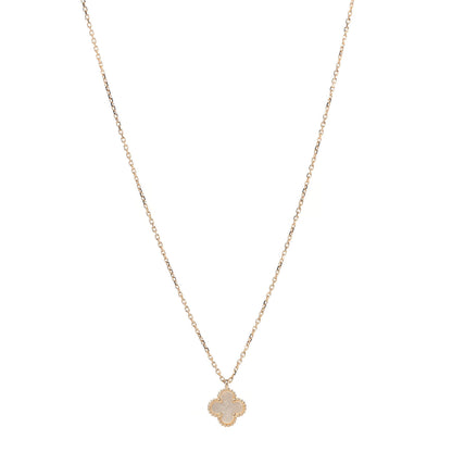 Van Cleef & Arpels 18K Yellow Gold Mother of Pearl Sweet Alhambra Pendant Necklace 1 of 6