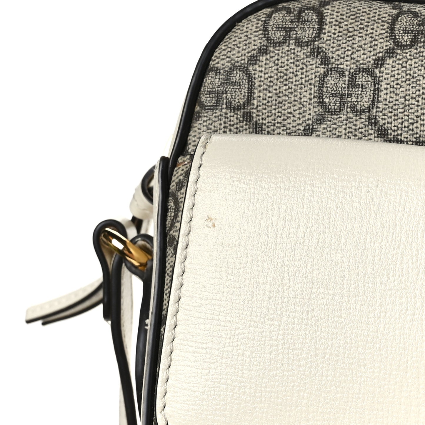 GG Supreme Monogram Small Horsebit 1955 Shoulder Bag Beige Mystic White