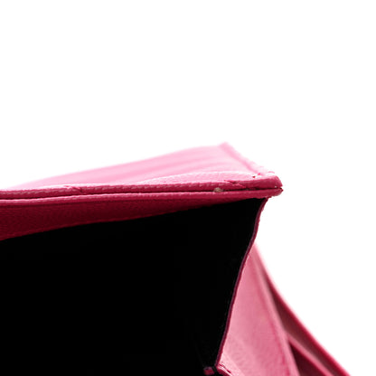 Saint Laurent Grain De Poudre Matelasse Chevron Monogram Envelope Clutch Fuchsia 8 of 11