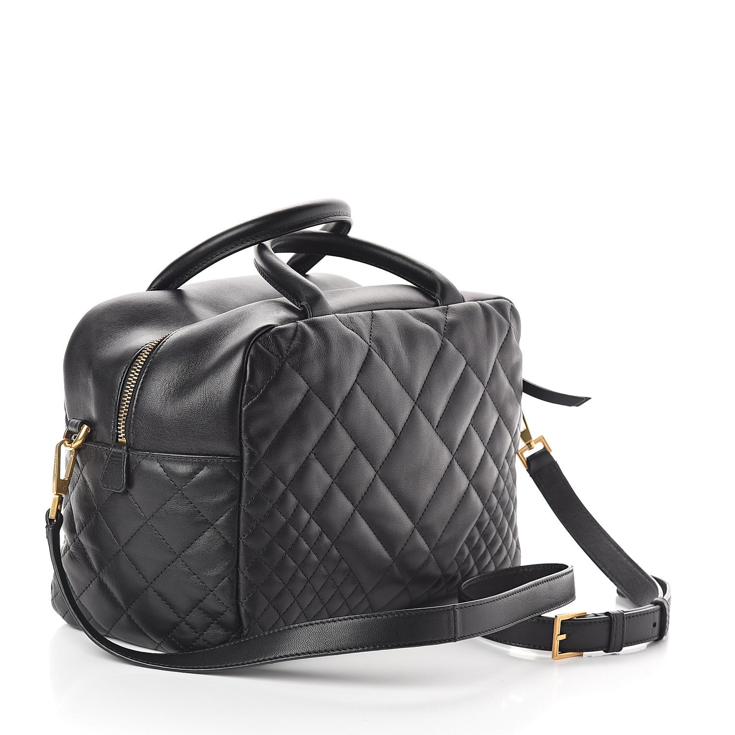 Nappa Quilted Barocco Print Icon Bowler Black