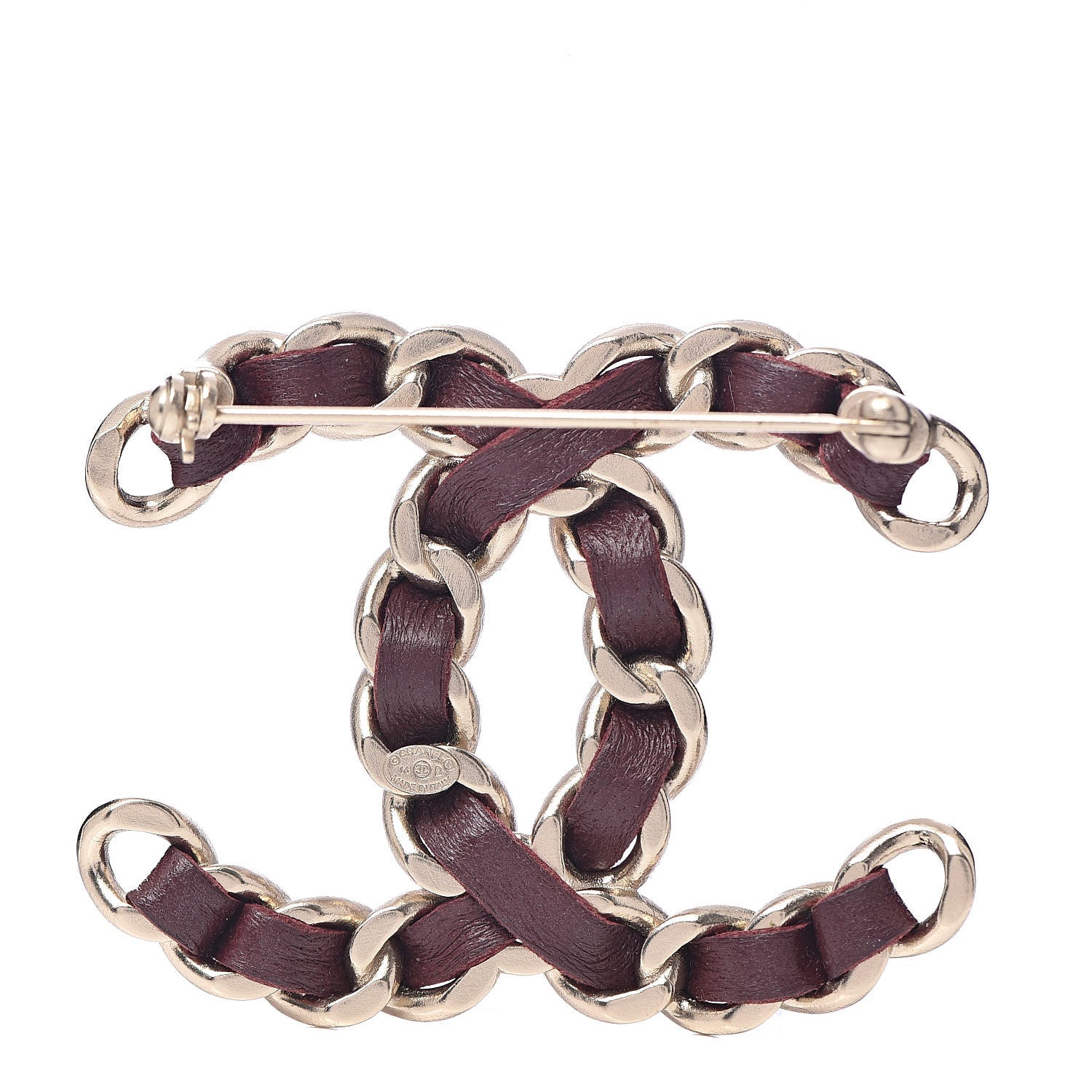 Chanel Lambskin Chain CC Brooch Burgundy 3 of 4