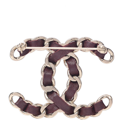 Chanel Lambskin Chain CC Brooch Burgundy 3 of 4