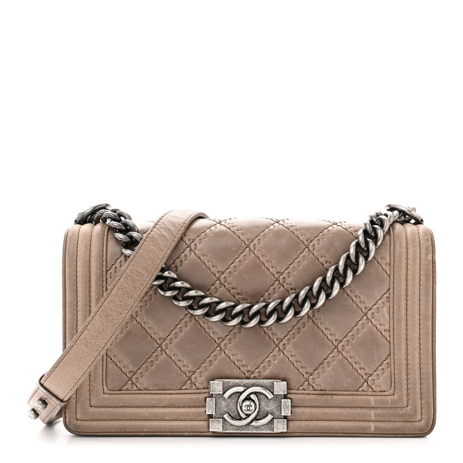 Chanel Calfskin Quilted Double Stitch Medium Boy Flap Brown 1 of 14