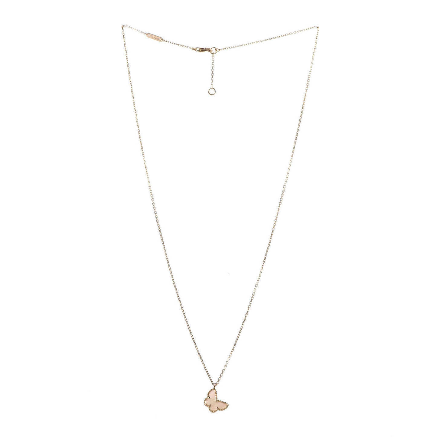 18K Yellow Gold Mother of Pearl Sweet Alhambra Butterfly Pendant Necklace