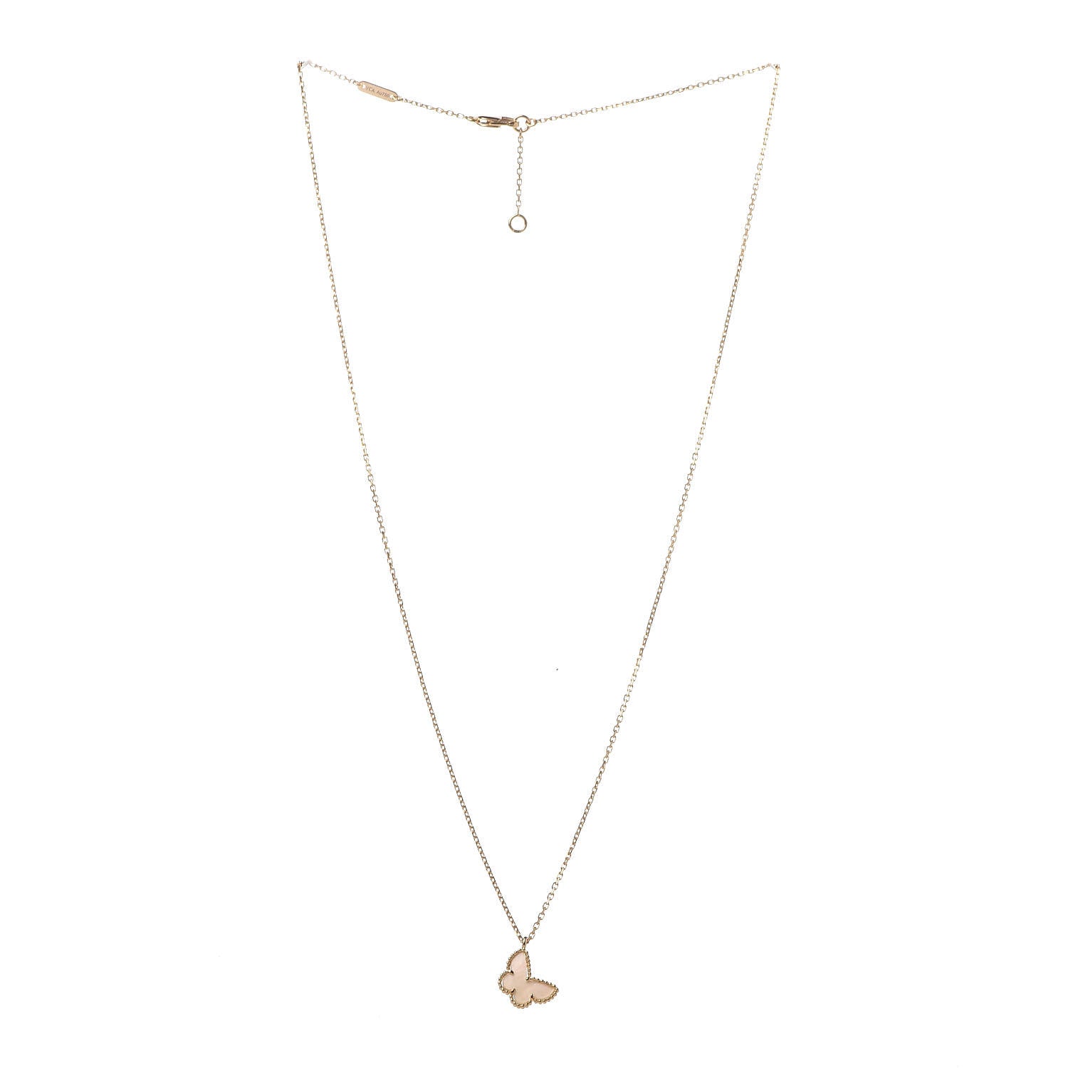 Van Cleef & Arpels 18K Yellow Gold Mother of Pearl Sweet Alhambra Butterfly Pendant Necklace 4 of 8