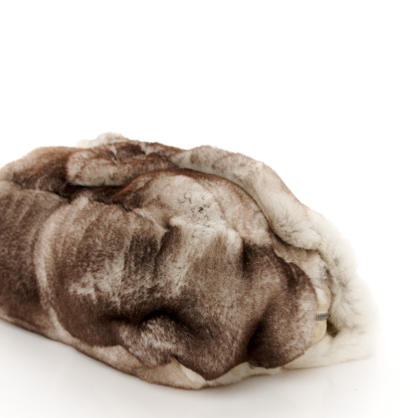 Rabbit Fur CC Medium Flap Bag Brown