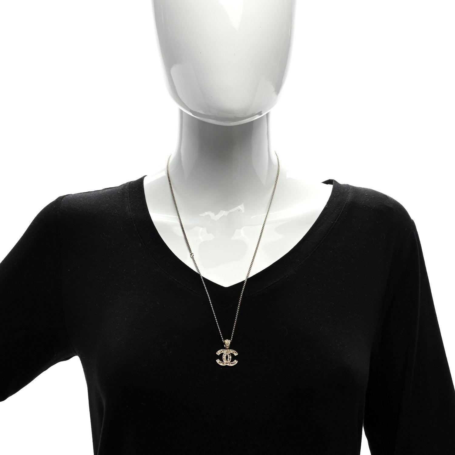 Chanel Tweed Effect CC Necklace Gold 2 of 4