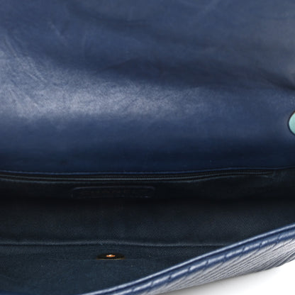 Chanel Calfskin Surpique Chevron Medium Flap Navy 5 of 10
