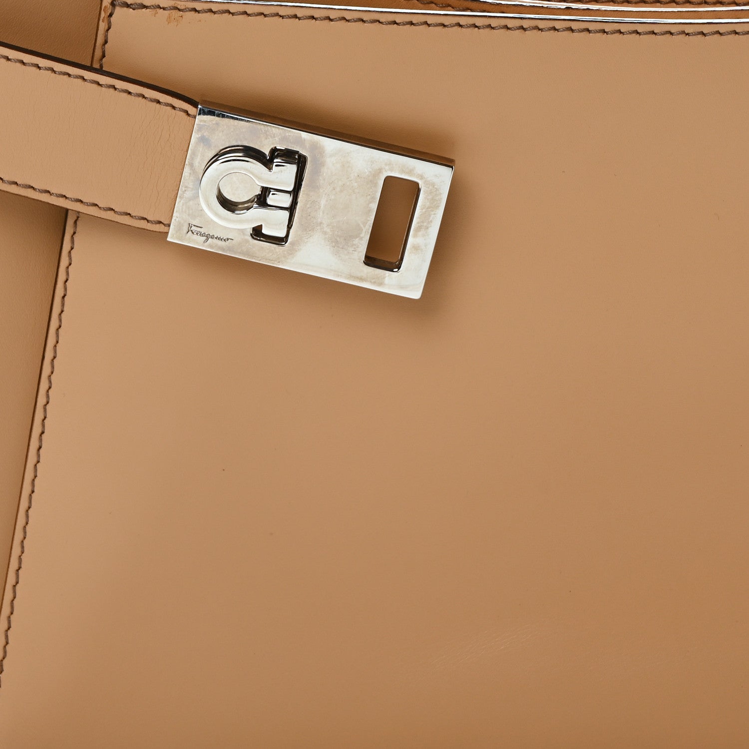 Salvatore Ferragamo Soft Calfskin Gancini Hobo Beige 7 of 9