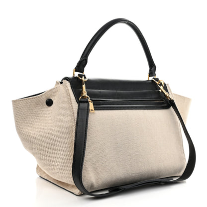 Celine Smooth Calfskin Canvas Medium Trapeze Cream 3 of 17
