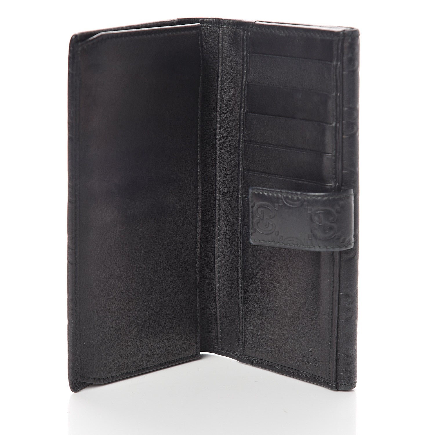 Gucci Guccissima Margaux Calfskin Metal Bar Continental Flap Wallet Black 4 of 5