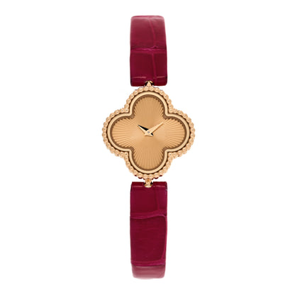 Van Cleef & Arpels 18K Yellow Gold Alligator 23mm Alhambra Quartz Watch 1 of 4