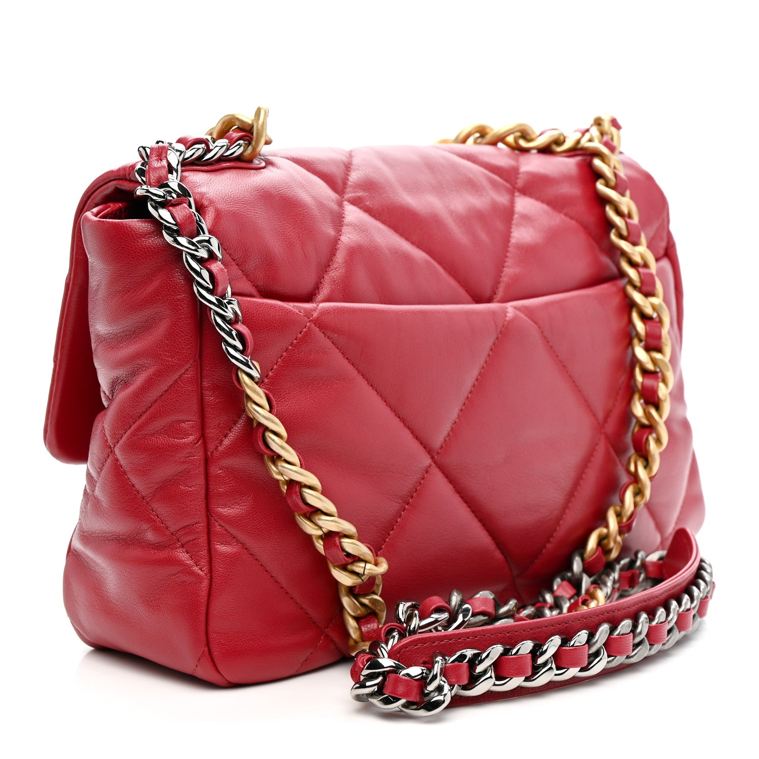 Chanel Goatskin Quilted Large Chanel 19 Flap Dark Pink 3 of 11