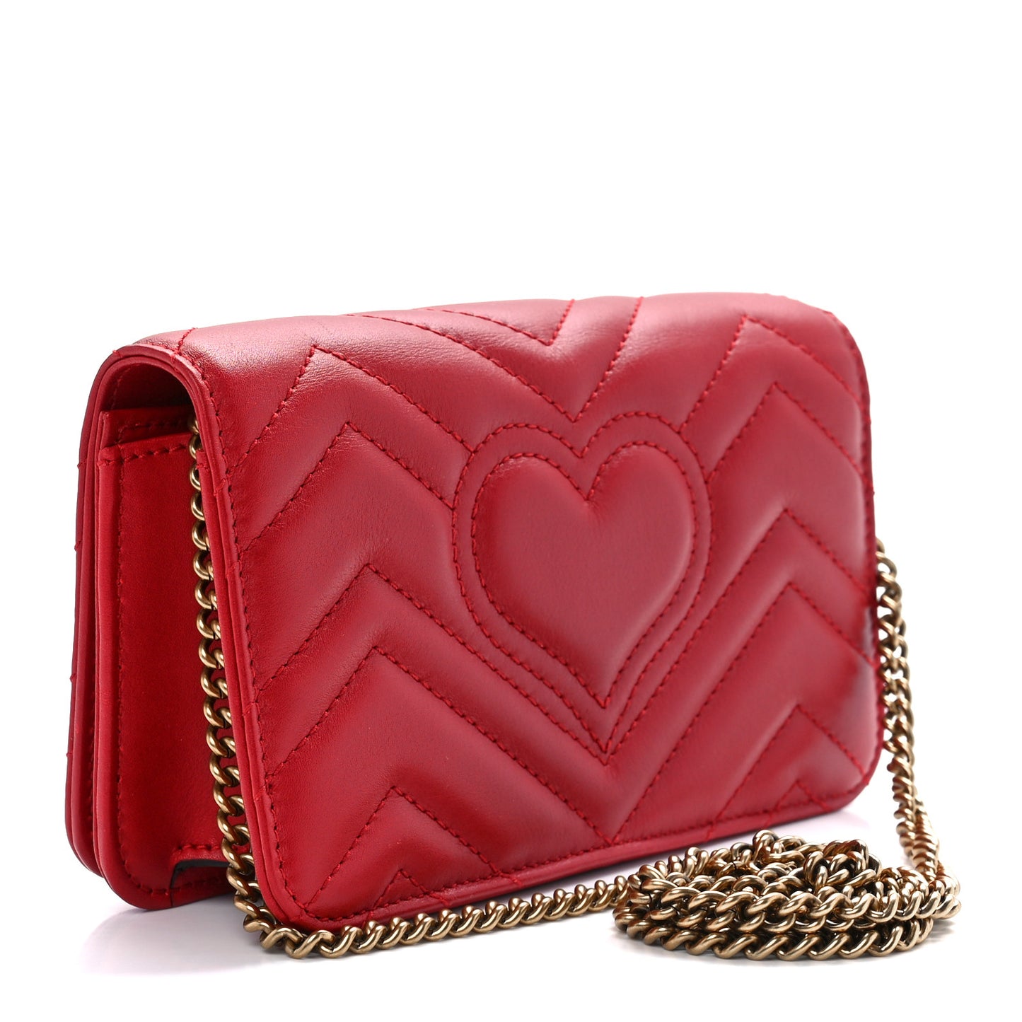 Calfskin Matelasse GG Marmont Mini Bag Hibiscus Red