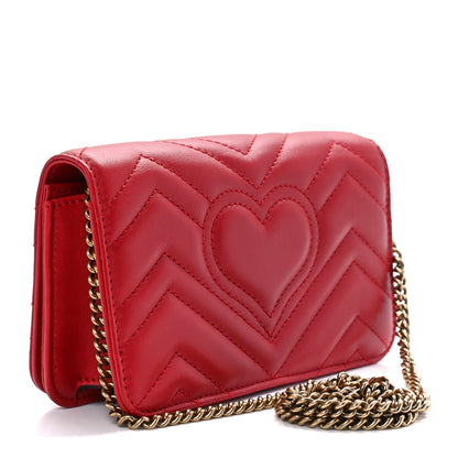 Gucci Calfskin Matelasse GG Marmont Mini Bag Hibiscus Red 3 of 10