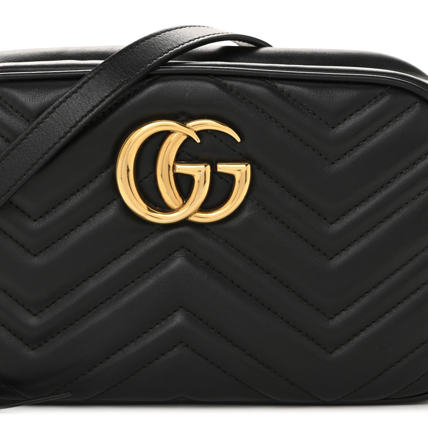 Gucci Calfskin Matelasse Small GG Marmont Chain Shoulder Bag Black 8 of 13