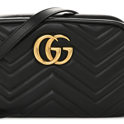 Gucci Calfskin Matelasse Small GG Marmont Chain Shoulder Bag Black 8 of 13