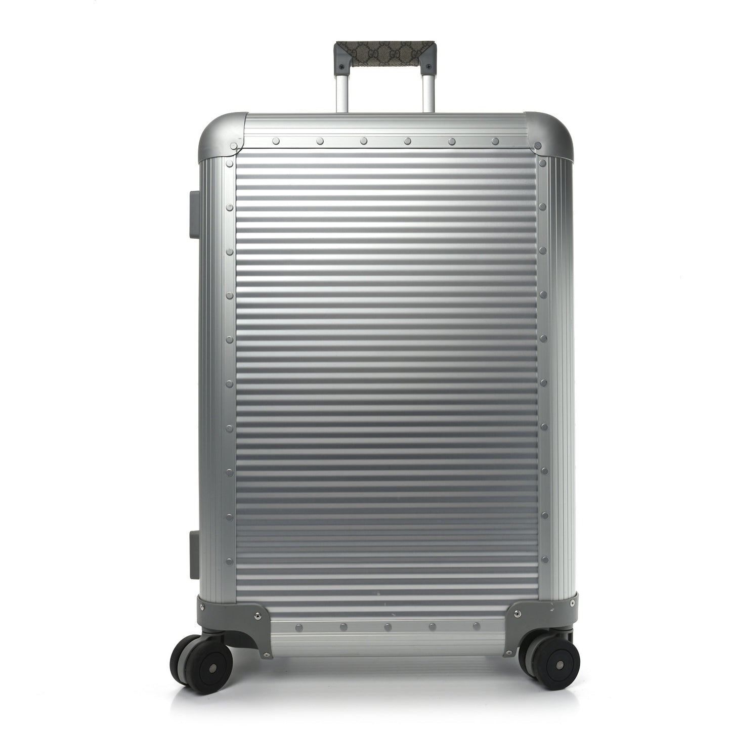 GG Supreme Monogram Aluminium Porter Medium Trolley Suitcase Silver