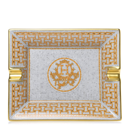 Hermes Porcelain Mosaique Au 24 Gold Ashtray 1 of 5