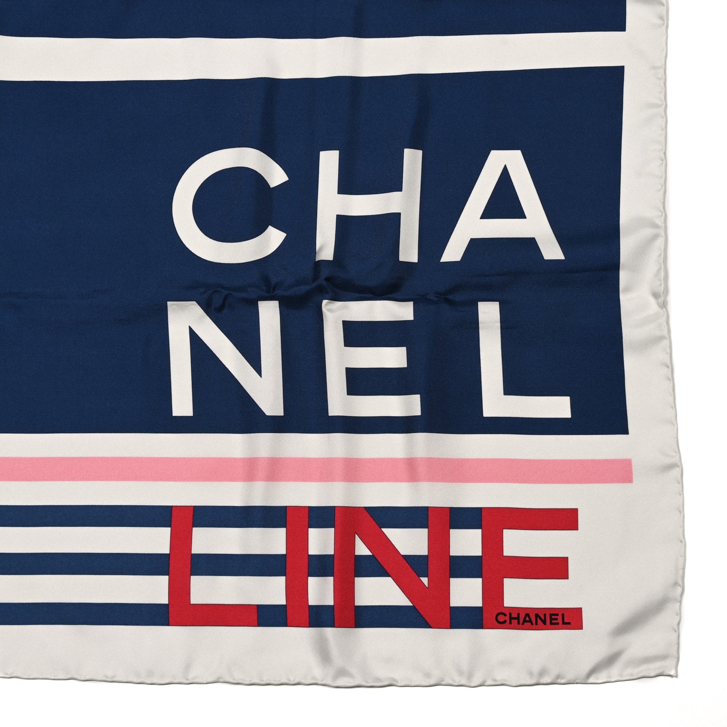 Silk Cruise Print CC Square Scarf Blue Red White