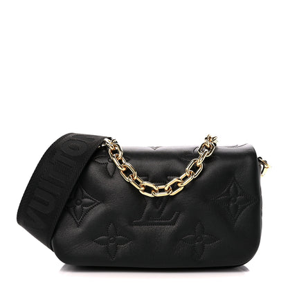 Louis Vuitton Calfskin Bubblegram Wallet On Strap Black 1 of 9