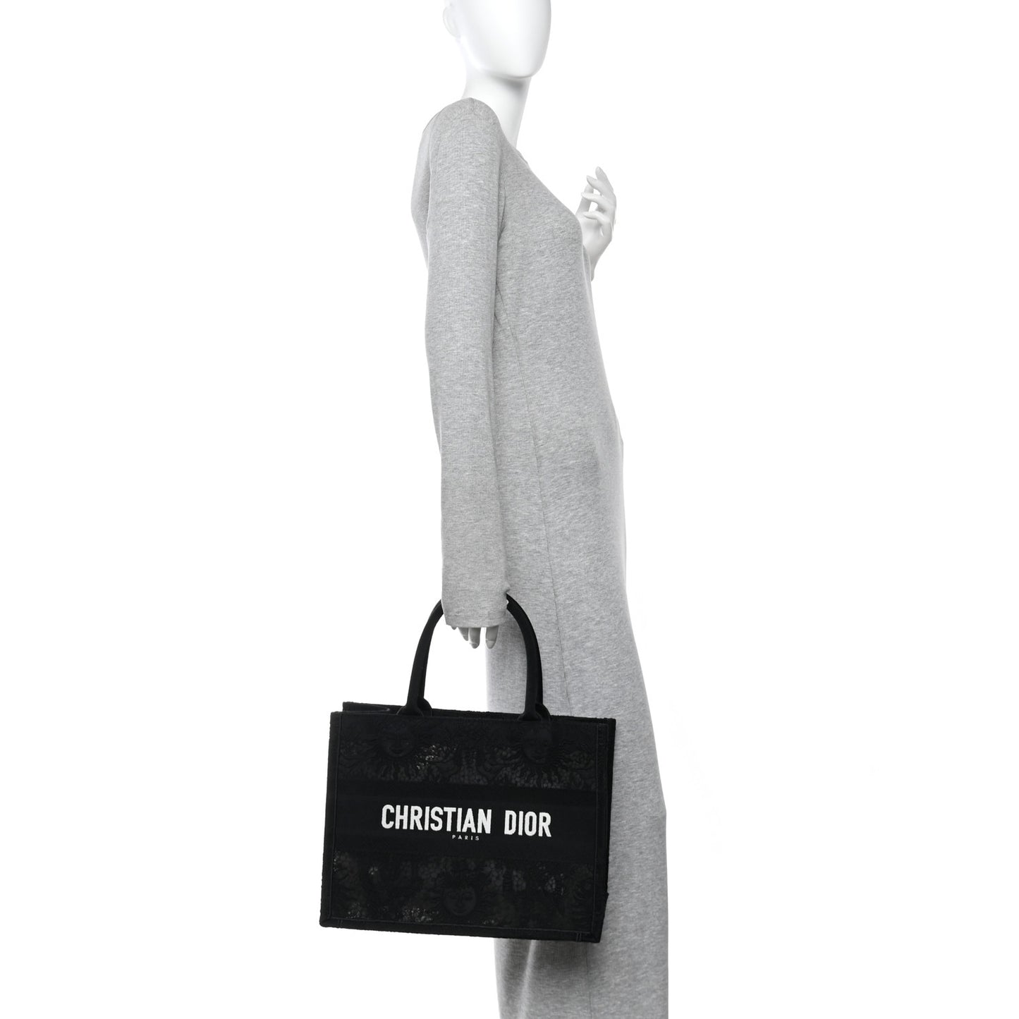 Embroidered 3D Macrame D-Lace Sun Medium Book Tote Black