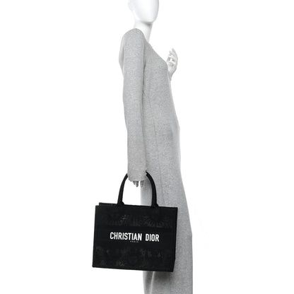 Christian Dior Embroidered 3D Macrame D-Lace Sun Medium Book Tote Black 2 of 10