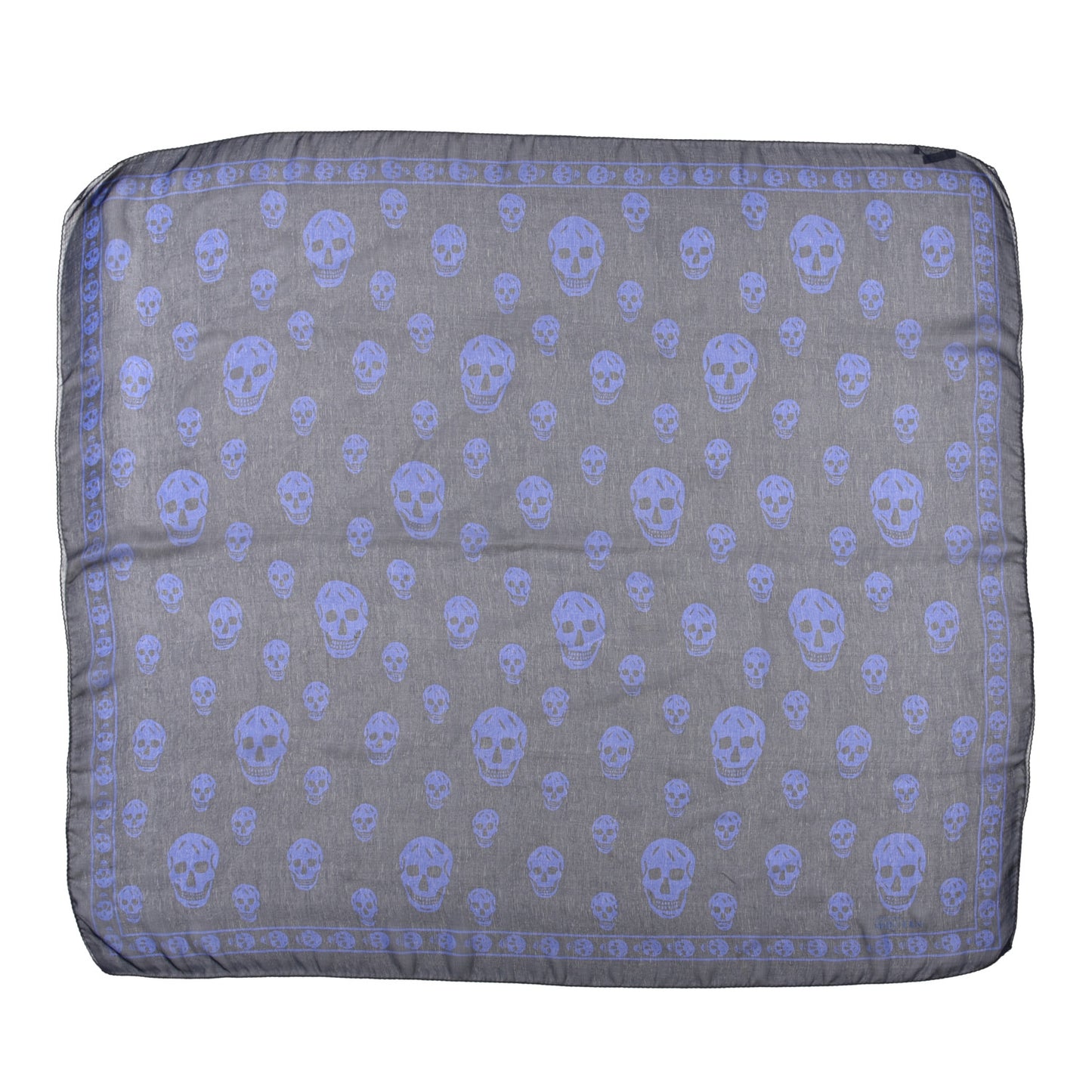 Silk Chiffon Skull Scarf Black Blue
