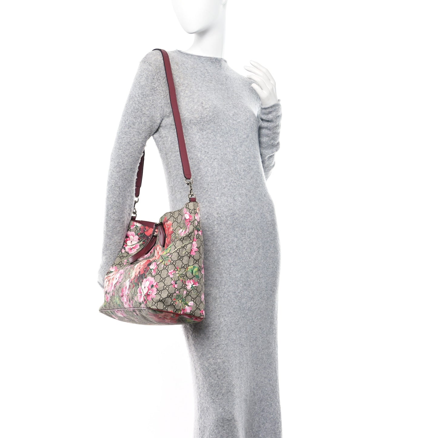 Soft GG Supreme Monogram Blooms Medium Crossbody Tote Beige Multicolor Dry Rose