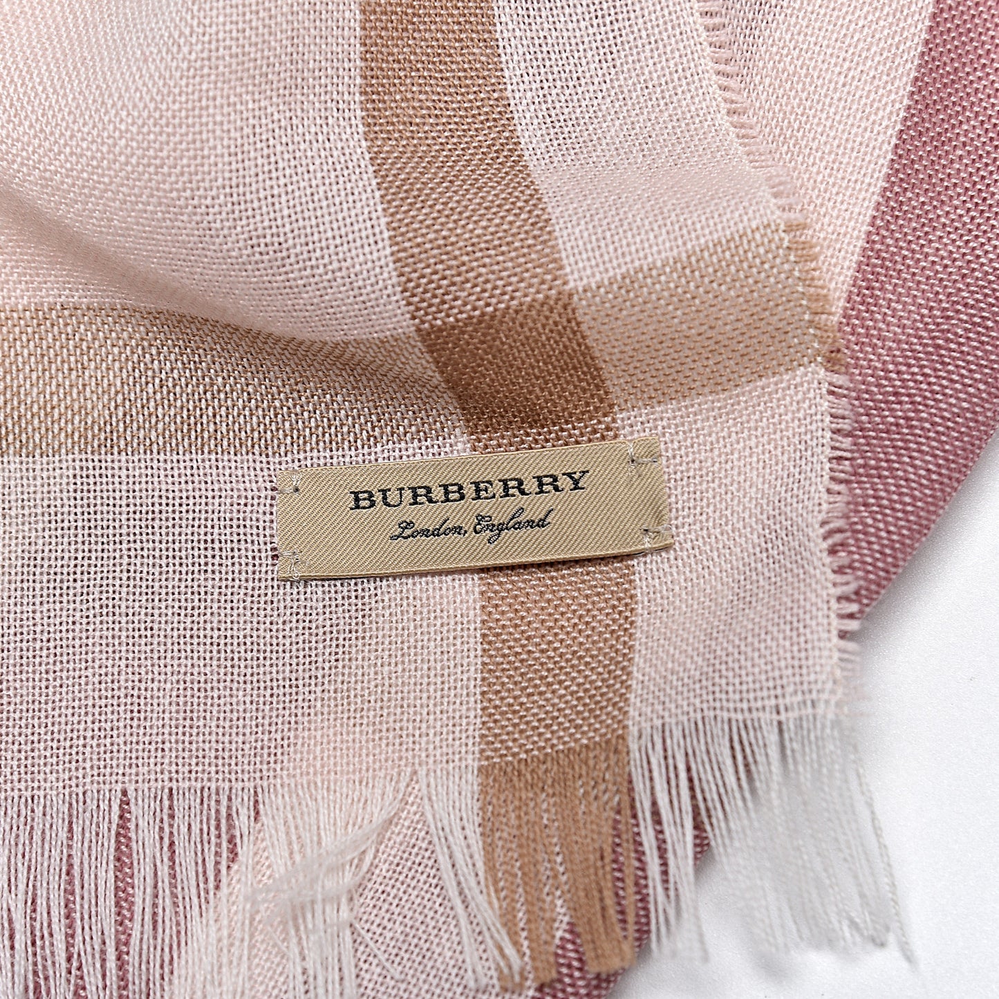 Wool Check Lightweight Scarf Chalk Pink