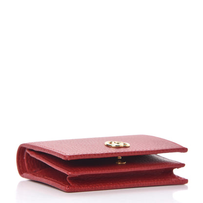 Gucci Pebbled Calfskin GG Marmont Card Case Hibiscus Red 4 of 8