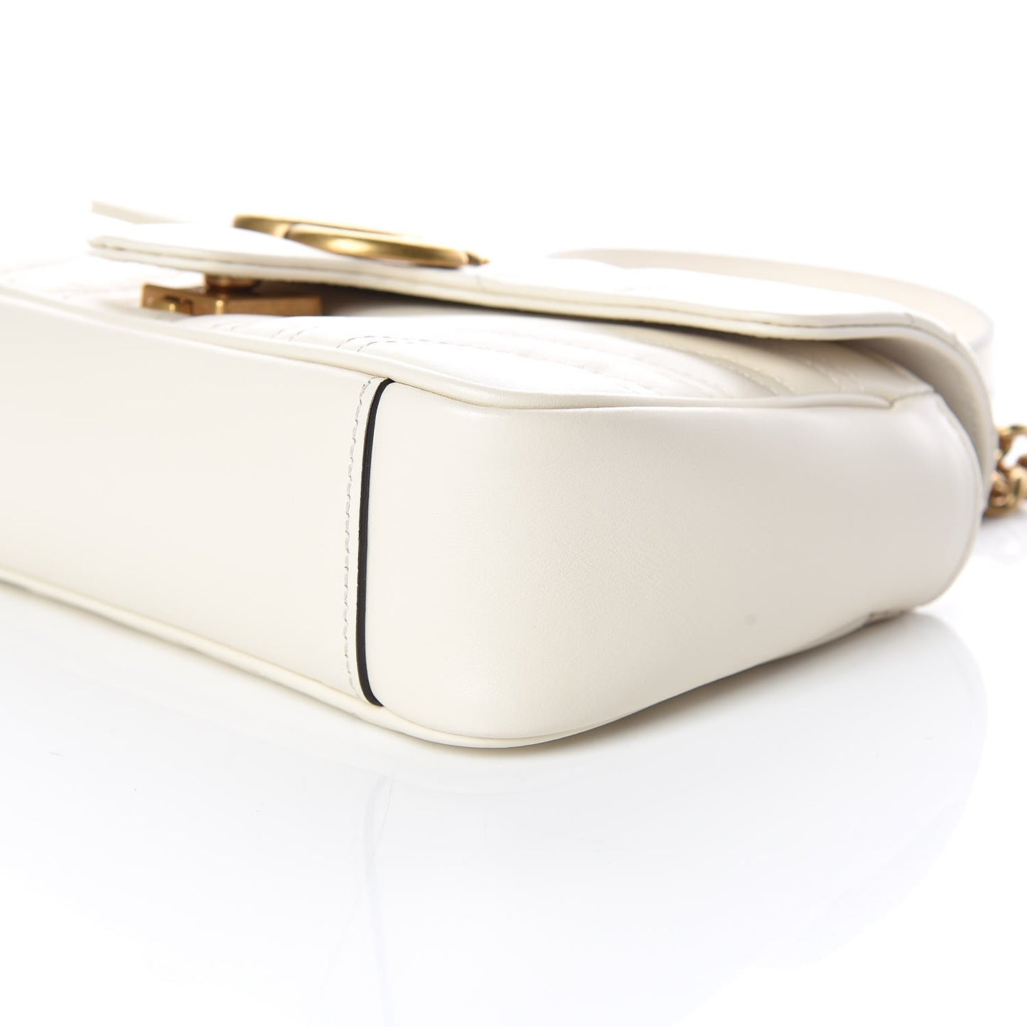 Calfskin Matelasse Mini GG Marmont Shoulder Bag White
