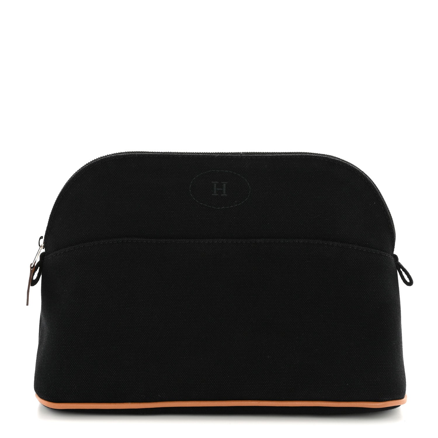 Hermes Cotton Canvas Bolide Travel Cosmetic Pouch MM Black 1 of 7