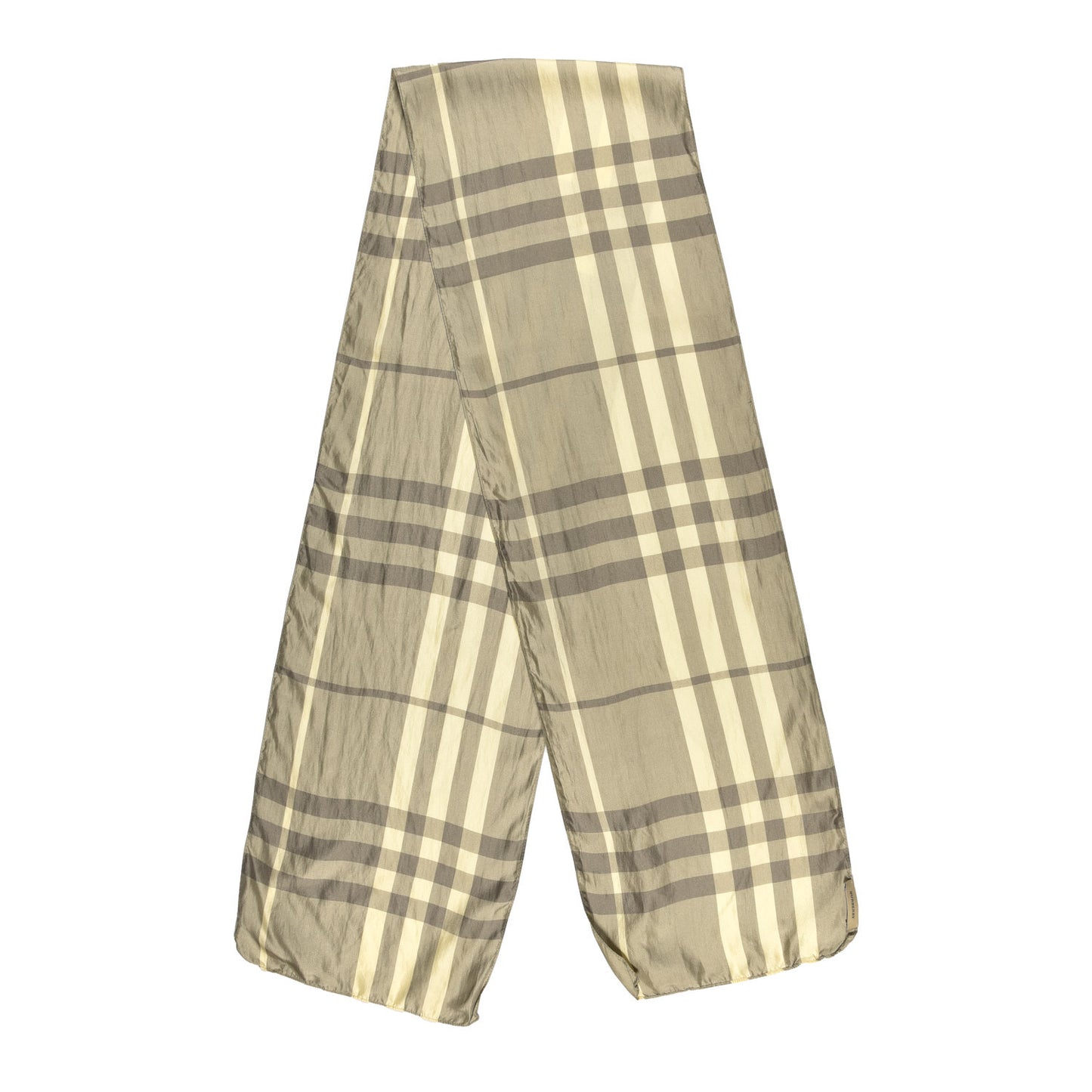 Silk Giant Check Scarf Grey